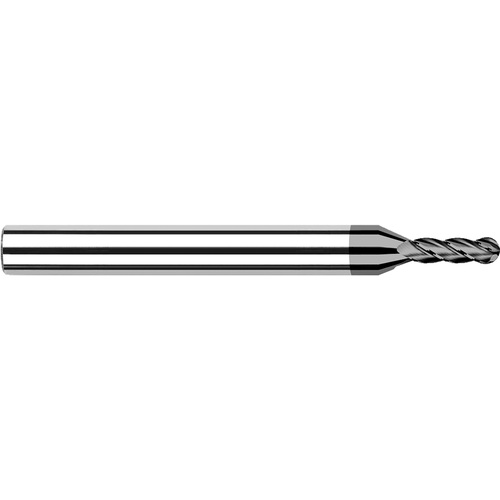 ‎Ballnose End Mill; 0.02″ Dia. × 0.06″ LOC × 1/8″ Shank Dia. × 1-1/2″ OAL ; 4 FL ; CVD ; Diamond